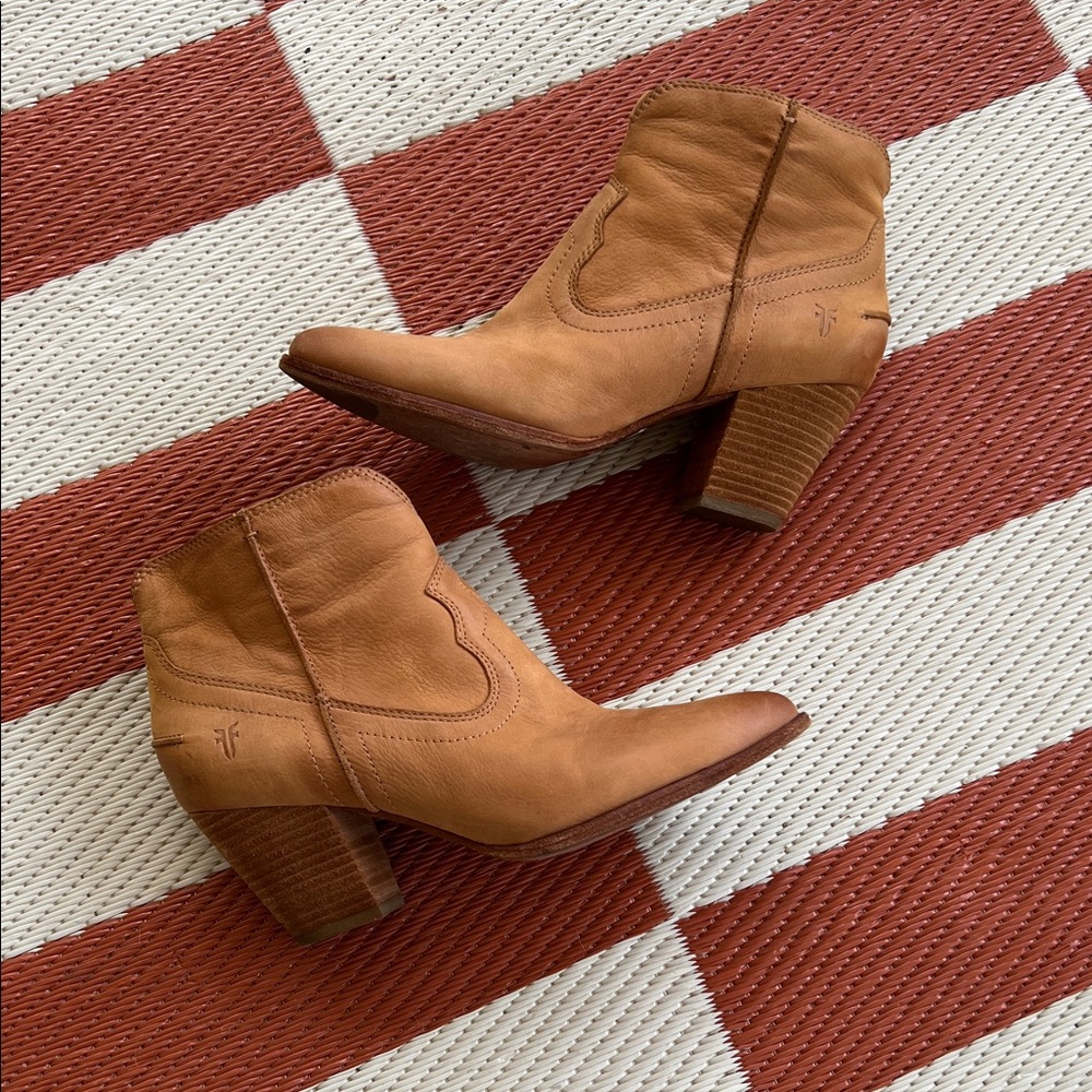 Frye Cognac Leather Ankle Boots